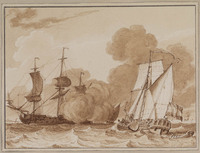 V 060f
<br/>
Zeegezicht met zeilschepen
<br/>
<em>Jelgersma, Tako Hajo (1702-1795)</em>